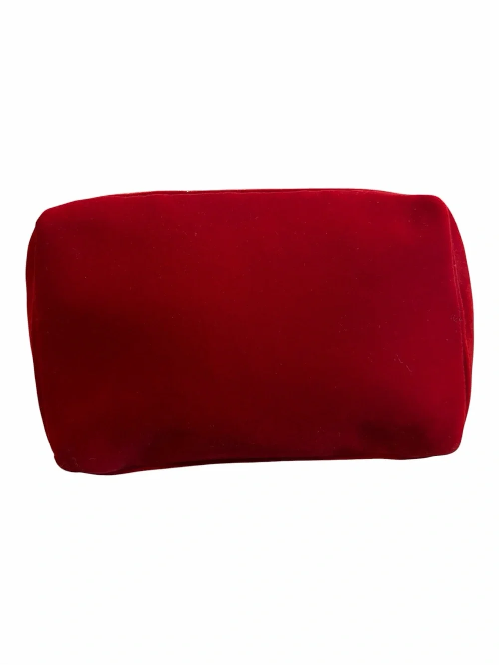 CHANEL Red Velvet Cosmetic Pouch with Gold Logo